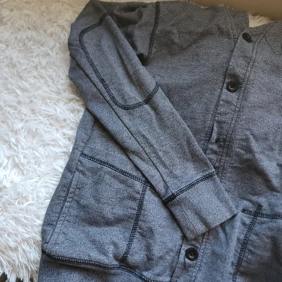 Men's Gray Button-Up Hoodie - Picture 7 of 10